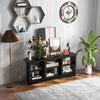 TV Console Table with Removable Shelf for 18 inch Fireplace(not included)-Black
