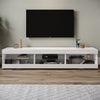 High Gloss 180cm White LED TV Stand Cabinet Unit Stroage Glass Shelves Sideboard
