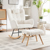 Rocking Chair and Ottoman Set, Fabric Armchair with Footstool for Living Room