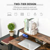 2 Tier Computer Desk Rustic Brown 100cm Metal Frame Table with Storage Shelf