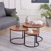 Industrial Set of 3 Round Nesting Coffee Table Side Lamp End Table Living Room