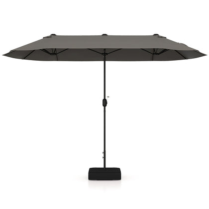 4M Outdoor Table Parasol Patio Umbrella Double-Sided Market Umbrella with Base