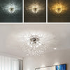 LED Ceiling Light Firework Pendant Vintage Lampshade Chandelier Crystal Droplets