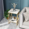 FATIVO 2 Tier White Marble Side End Table Golden Frame Lounge Sofa Beside Table