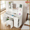 Modern Dressing Table Makeup Desk with Mirror Drawers Stool 10 LED Light Bedroom