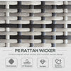 Recliner Rattan Sun Lounger w/ Storage Tea Table & Footstools, Grey