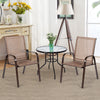 Outdoor Garden Dining Chair Set of 2 High Back Camping Chairs W/Armrest Brown