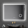 Fogless Bathroom LED Wall Mirror with Dimmable Lights/Magnifier/Touch Switch UK