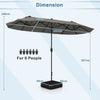4M Outdoor Table Parasol Patio Umbrella Double-Sided Market Umbrella with Base