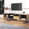 Modern TV Stand with 2 Doors & 2 Drawers - Black & Wood Media Unit, 190x38x48cm