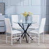 Round Clear Tempered Glass Dining Table Black Metal Legs Dining Room Kitchen