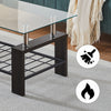 Rectangle Glass Coffee Table Modern Living Room Furniture Shelf White Black Wood