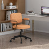 Height-Adjustable PU Leather Desk Chair Upholstered Swivel Task Chair W/Armrest
