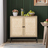 80cm Sideboard Buffet Cabinet Floor Storage Cabinet with 2 Bamboo Woven Doors