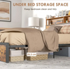 Industrial King Size Metal Bed Frame Wooden Panels Integrated Storage Headboard