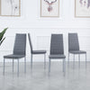 4pcs High Back Grey Faux Leather Dining Chairs Padded Seat Dining Room Kitchen