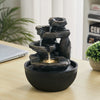 Indoor Desktop Cascading Stone Water Feature Fountain with LED Lights Home Decor