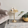 Round Gold Metal Side Table bedside coffee table metallic occasional table