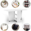 UK Foldable Dinner Table with Wheels and Storage Shelf Space Saving Dining Table