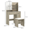 Dressing Table Vanity Desk with Mirror Stool Drawer Storage Makeup Table Wood