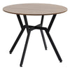 Space Saving Vintage Round Kitchen Coffee Dining Table Brown Top Black Metal Leg