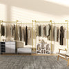 Industrial Pipe Clothes Rail Double Rod Garment Rack Shop Walk-in Closets System