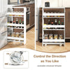 3-tier Slim Storage Cart Narrow Rolling Kitchen Serving Cart w/ Open Shelves
