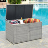 Outdoor PE Wicker Storage Bin Garden Patio 330L 2-Tier Rattan Deck Box with Lid