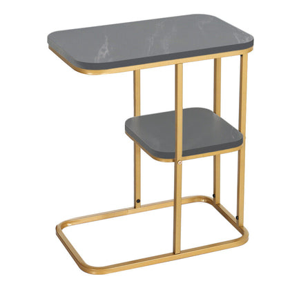 Marble Effect Tabletop Coffee Table Sofa Side Night Stand End Table Metal Frame