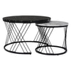 Round Coffee Table Set of 2 Stacking Side End Table Nesting Tables Marble Effect