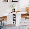 UK Foldable Dinner Table with Wheels and Storage Shelf Space Saving Dining Table