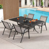 Set of 4 Patio Stackable Metal Dining Chair with Armrests-Grey