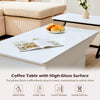 3-in-1High GlossTop Convertible Coffee Table Livingroom White Hidden Storage