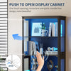 71" Display Cabinet with Glass Doors, Modern Curio Cabinet with 3 Color Lights