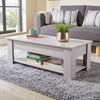 Grey Wooden Coffee Table With Lift Up Top Storage Area and Magazine Shelf