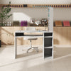 White Manicure Nail Table Wooden Desk Mobile Rolling Workstation Shelves Storage