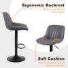 Ralex-chair Bar Stool Set of 2, Swivel Barstools with Back,PU Leather Grey