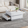 Coffee Table with 360° Rotating Square Coffee Storage Table with 2 Drawers White