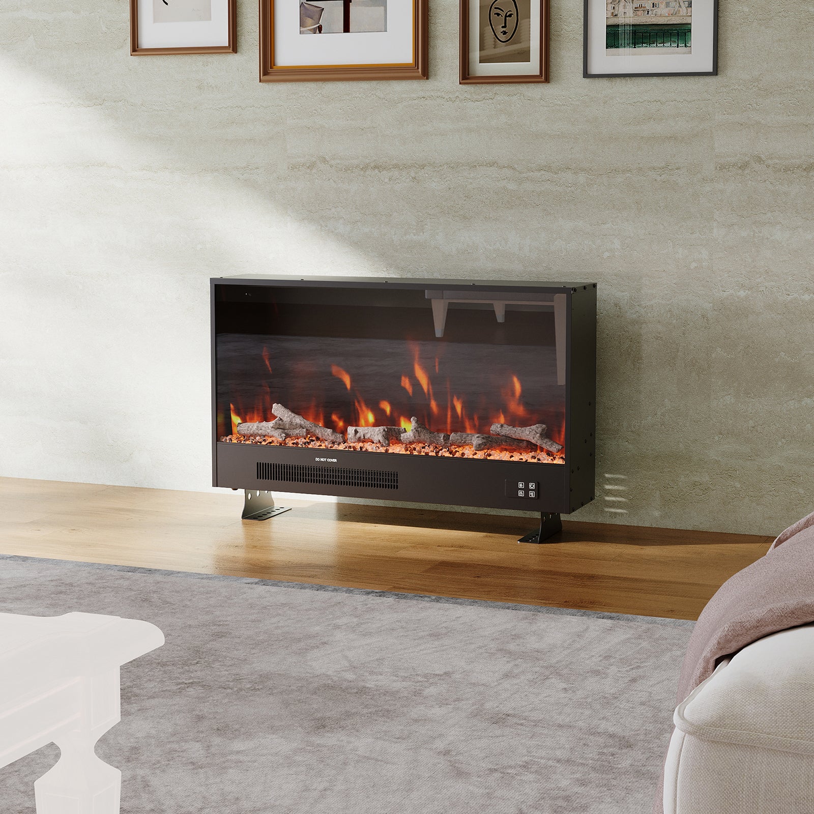 Home LED Fireplace Insert Wall Mounted Electric Inset Media Fire Frees ...