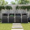Quadruple Wheelie Bin Storage Metal Store Cover Garden Rubbish Dustbin 4 Shed UK