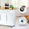 Kitchen Island Kitchen Trolley Cart with Knife Block-White