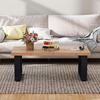 Coffee Table Farmhouse 120cm Rectangle Wooden Oak Black Living Room Center Unit