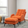 Upholstered Velvet Recliner Armchair Accent Chair Sofa w/ Footstool Padded Seat
