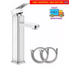 Basin Sink Mixer Tap Cloakroom Square Tall Waterfall Tap Chrome Faucets Bathroom