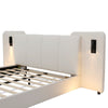 Double Bed Frame with Beige Upholstered Headboard 4ft6 Bed Frame with LED Light