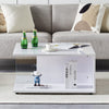 White High Gloss Coffee Table With Glass Shelf Living Room End of Sofa Table