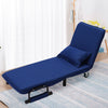 Dark Blue Folding Single Sofa Bed Chair Fabric Recliner Lounge Sleeper Sofabed