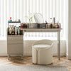 Teddy Fleece Vanity Stool Round Seat Low Back Makeup Chair Bedroom Dressing Room