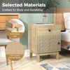 Modern Bedside Table Rattan Nightstand with Storage DrawerNatural