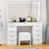 Vanity Dressing Table 11 Drawers Makeup Desk Chair Set w/LED Mirror Stool White